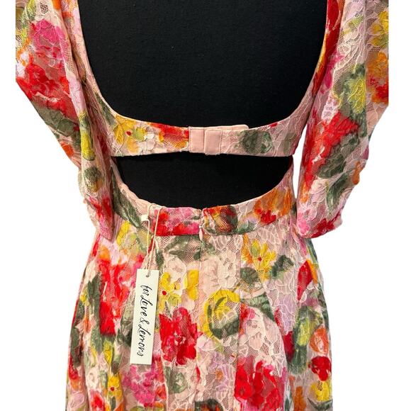 NWT! For Love & Lemons Dascha Puff Sleeve Floral Mini Dress - Size Medium - Picture 13 of 14